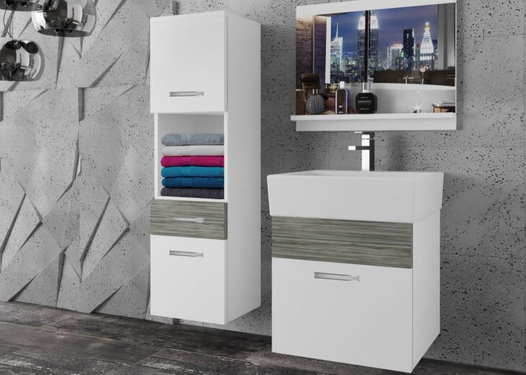 Meble łazienkowe szafki z umywalką z lustrem białe mat szare antracyt grafitowe Producent