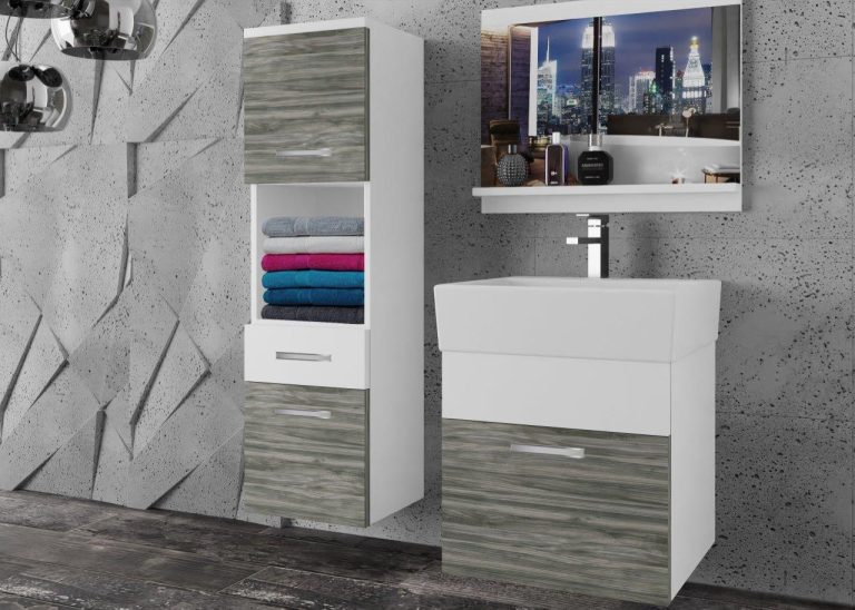 Meble łazienkowe szafki z umywalką z lustrem białe mat szare antracyt grafitowe Producent