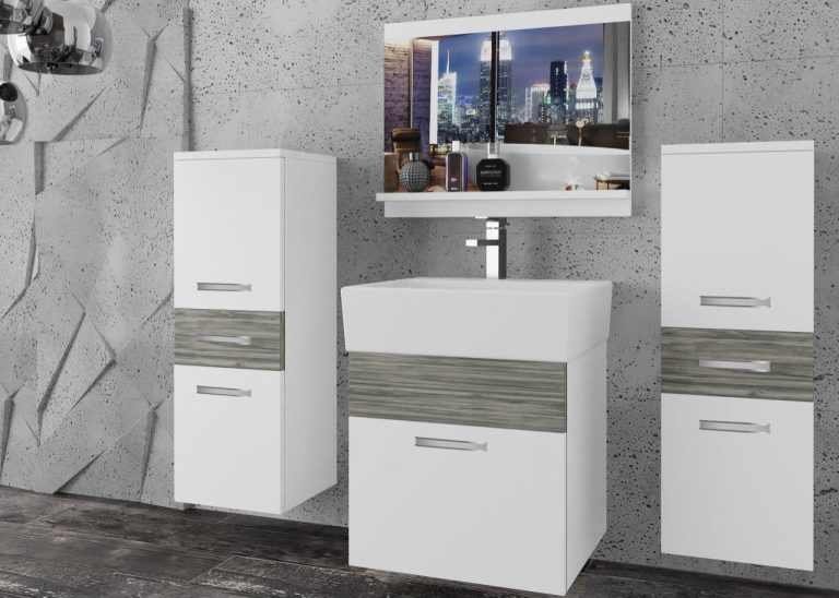 Meble łazienkowe szafki z umywalką z lustrem białe mat szare antracyt grafitowe Producent
