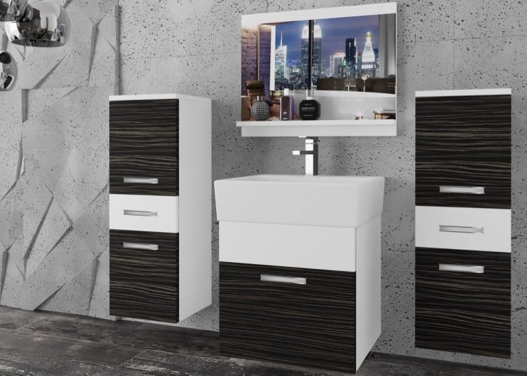 Meble łazienkowe szafki z umywalką z lustrem białe mat czarne heban ciemne Producent