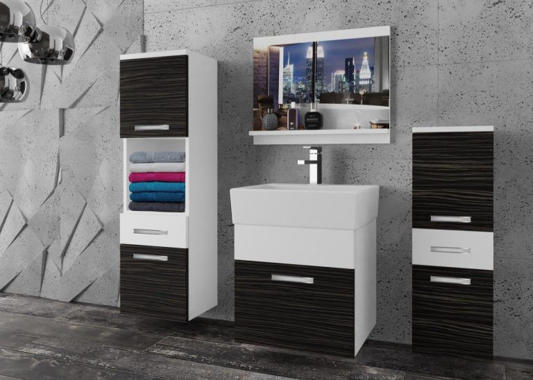 Meble łazienkowe szafki z umywalką z lustrem białe mat czarne heban ciemne Producent
