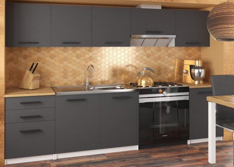 Meble kuchenne 240 cm szare antracyt grafitowe z blatem Producent TOR UNIQA/5/WT/SR/0/B1