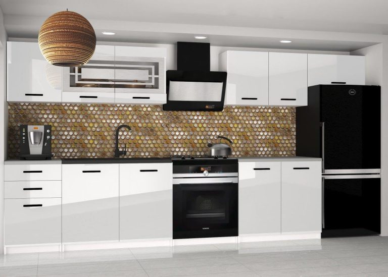 Meble kuchenne 240 cm białe połysk bez blatu Producent INF ELLA2/5/WT/W/BB/B1