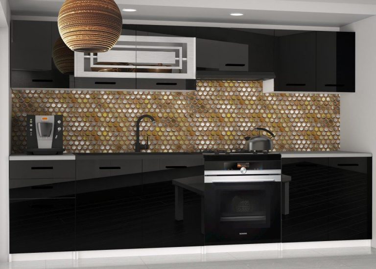 Meble kuchenne 240 cm czarne połysk bez blatu Producent INF MARIKA2/4/WT/B/BB/B1