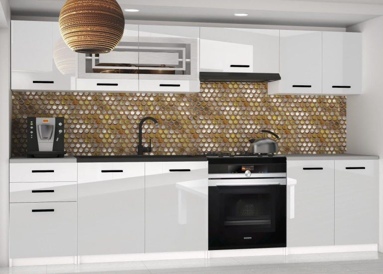 Meble kuchenne 240 cm białe połysk bez blatu Producent INF MARIKA2/5/WT/W/BB/B1