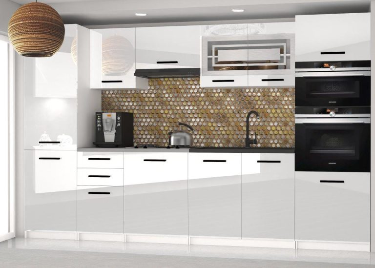 Meble kuchenne 300 cm białe połysk z blatem Producent INF SYNTKA2/5/WT/W/0/B1