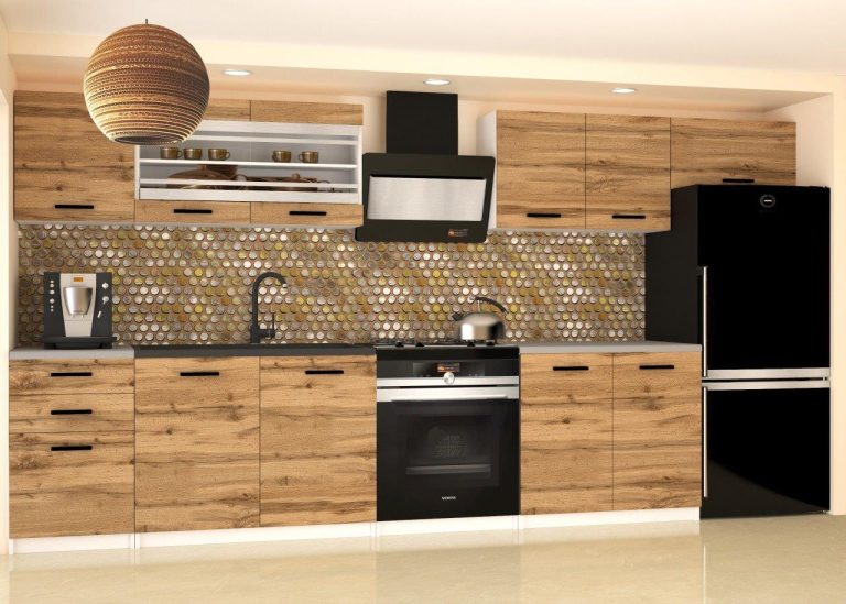 Meble kuchenne 240 cm dębowe dąb wotan dąb sonoma z blatem Producent TOR ELLA2/5/WT/DW/0/B1