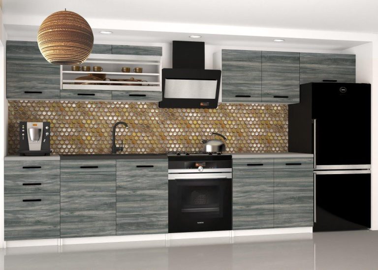 Meble kuchenne 240 cm szare antracyt grafitowe z blatem Producent TOR ELLA2/3/WT/GW1/0/B1