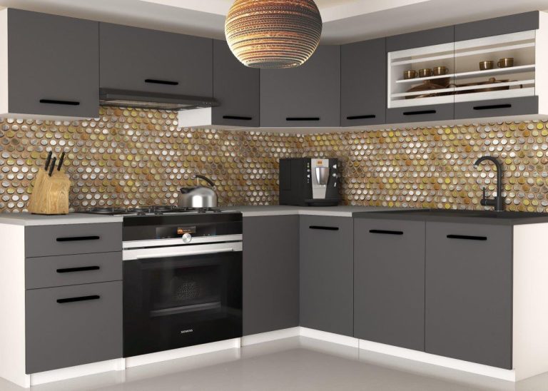 Meble kuchenne 360 cm szare antracyt grafitowe z blatem Producent TOR LIDIA2/4/WT/SR/0/B1