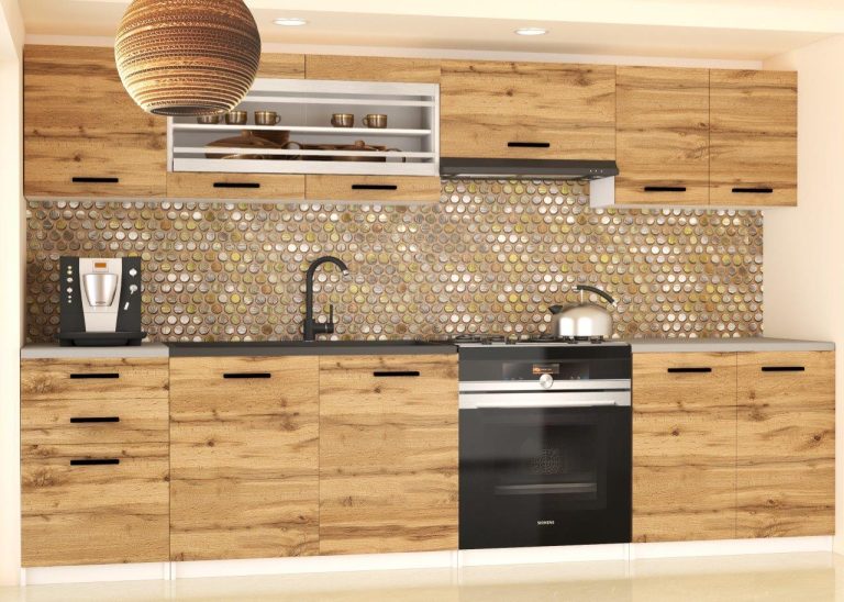 Meble kuchenne 240 cm dębowe dąb wotan dąb sonoma z blatem Producent TOR MARIKA2/5/WT/DW/0/B1