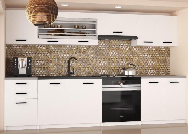 Meble kuchenne 240 cm białe mat z blatem Producent TOR MARIKA2/4/WT/WT/0/B1