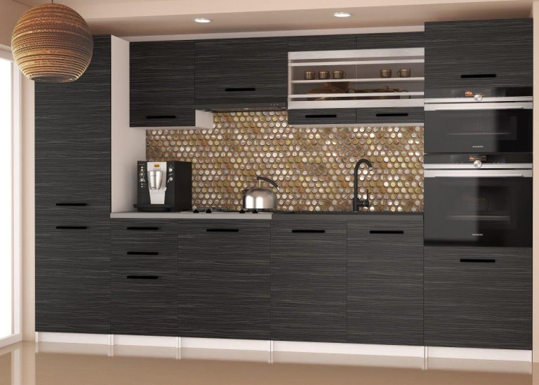 Meble kuchenne 300 cm czarne heban ciemne bez blatu Producent TOR SYNTKA2/7/WT/HK/BB/B1