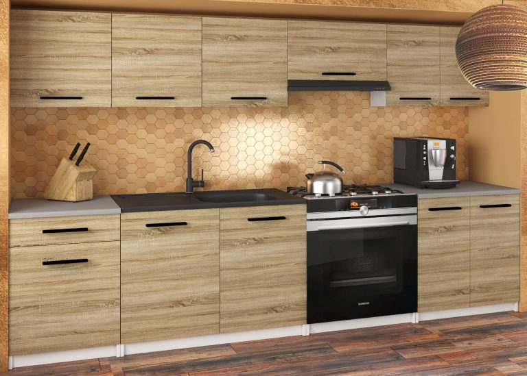 Meble kuchenne 240 cm dębowe dąb wotan dąb sonoma z blatem Producent TOR UNIQA2/5/WT/DS/0/B1