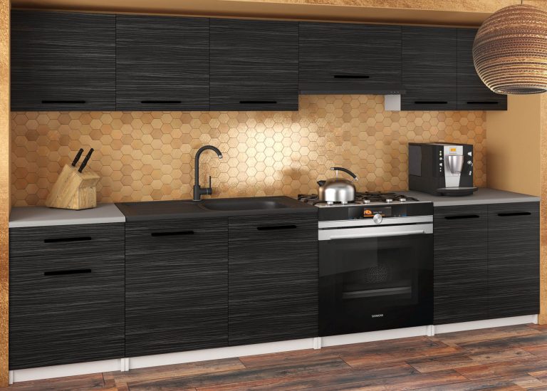 Meble kuchenne 240 cm czarne heban ciemne bez blatu Producent TOR UNIQA2/3/WT/HK/BB/B1