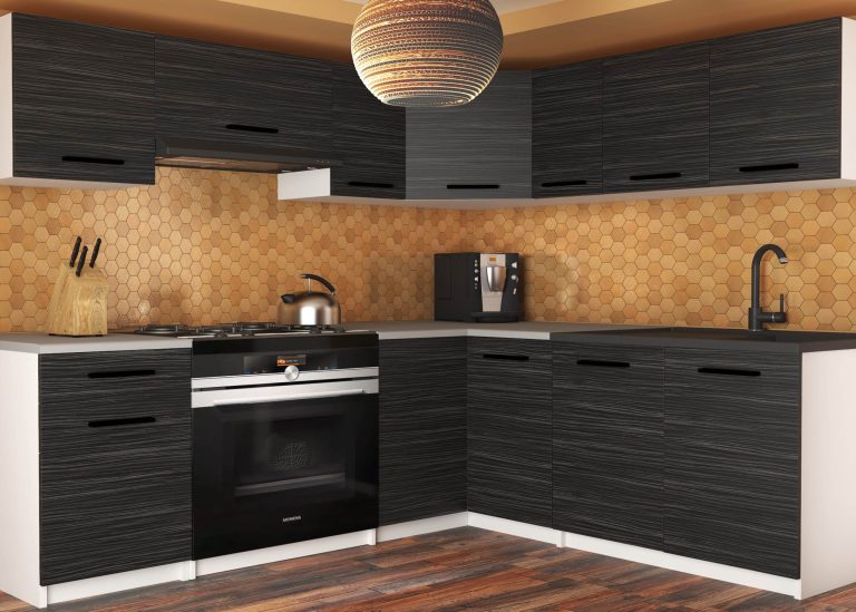 Meble kuchenne 360 cm czarne heban ciemne bez blatu Producent TOR LIDIAUNIQA2/3/WT/HK/BB/B1