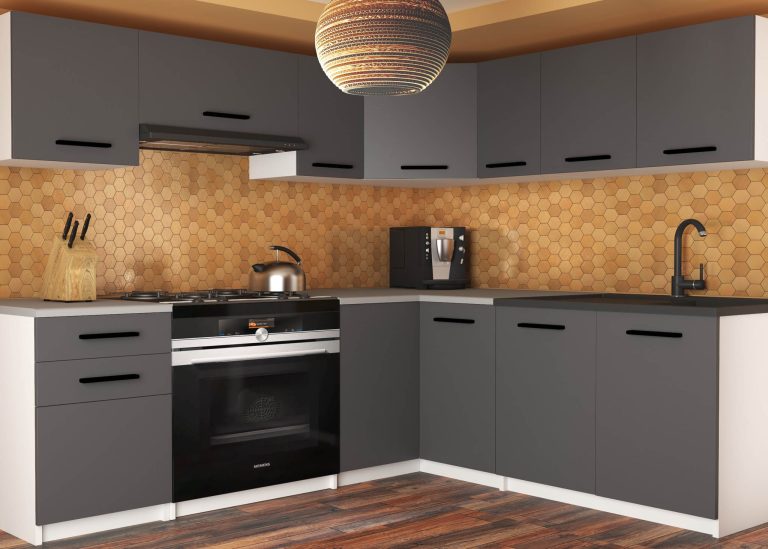 Meble kuchenne 360 cm szare antracyt grafitowe bez blatu Producent TOR LIDIAUNIQA2/3/WT/SR/BB/B1