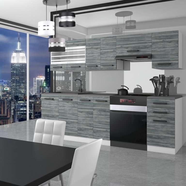 Meble kuchenne Premium Full Version 240 cm szare antracyt grafitowe bez blatu Producent TOR LILY/0/WT/GW/0/B1