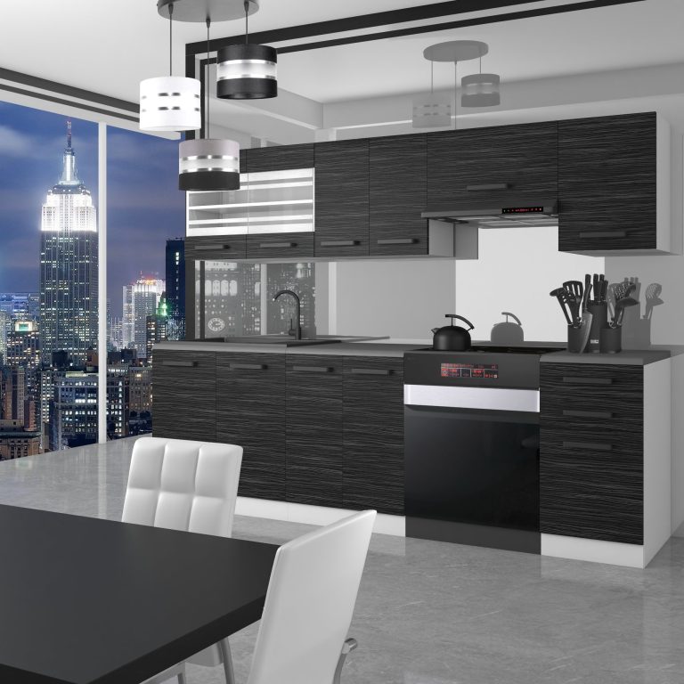 Meble kuchenne Premium Full Version 240 cm czarne heban ciemne bez blatu Producent TOR LILY/0/WT/HK/0/B1