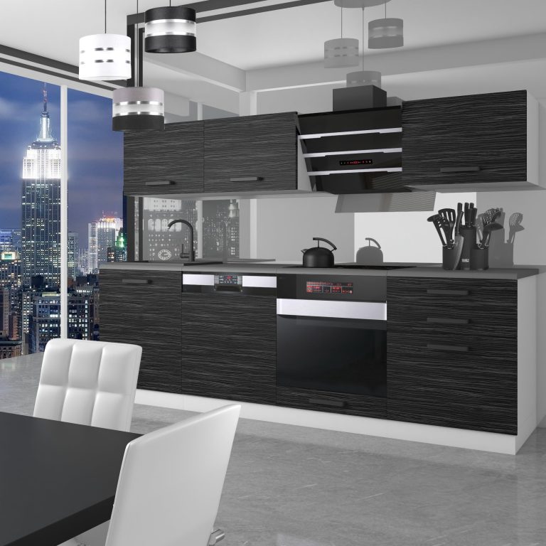 Meble kuchenne Premium Full Version 240 cm czarne heban ciemne bez blatu Producent TOR LINDA/0/WT/HK/0/B1