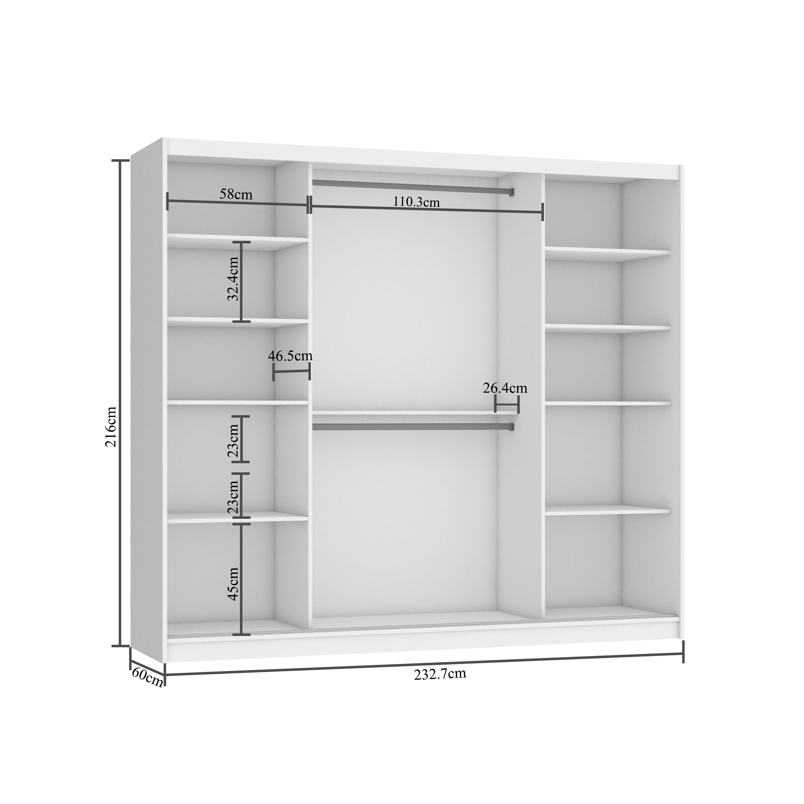 Szafa przesuwna 232 cm z lustrem dębowa dąb wotan dąb sonoma Producent MZ SZP4/2/1B/2DW1L/0/BL