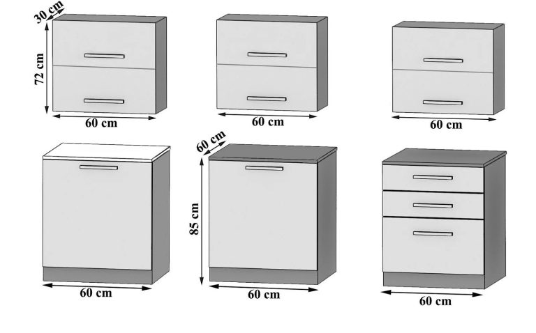 Meble kuchenne 180 cm szare antracyt grafitowy z blatem Producent TOR PRIMERA2/3/WT/SR/0/B1