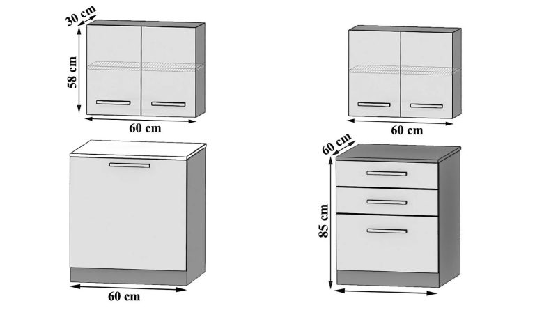 Meble kuchenne 120 cm czarne heban ciemne z blatem Producent TOR TIESTO2/2/WT/HK/0/B1