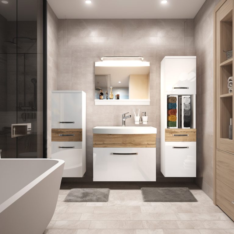 Zestaw mebli łazienkowych Glamour 93 GLA PM 5/0/W/WDW/0/MB/PP