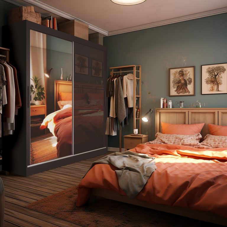 Szafa przesuwna 200 cm PREMIUM Z SZUFLADAMI z lustrem czarna połysk Producent MGB SZP5/1/B/1L5B/KLP