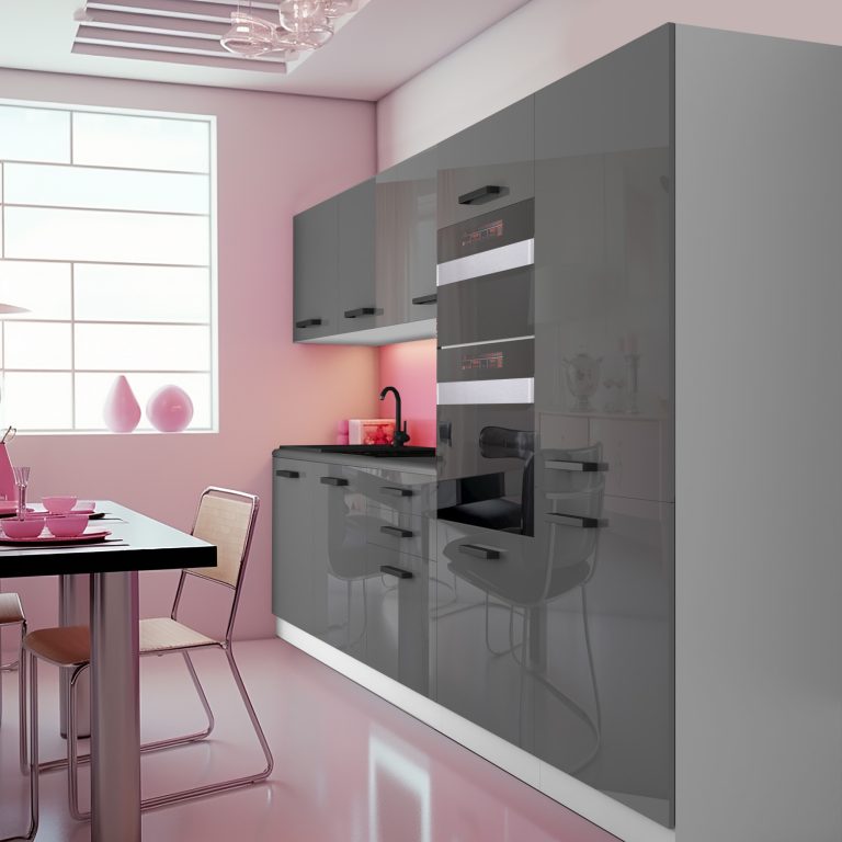 Meble kuchenne Premium Full Version 300 cm szare połysk z blatem Producent INF GRACE/0/WT/S/B/B1