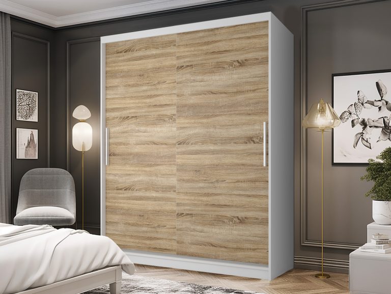 Szafa przesuwna 133 cm dębowa dąb wotan dąb sonoma Producent SI SZP2/2/W/DS/0/AL