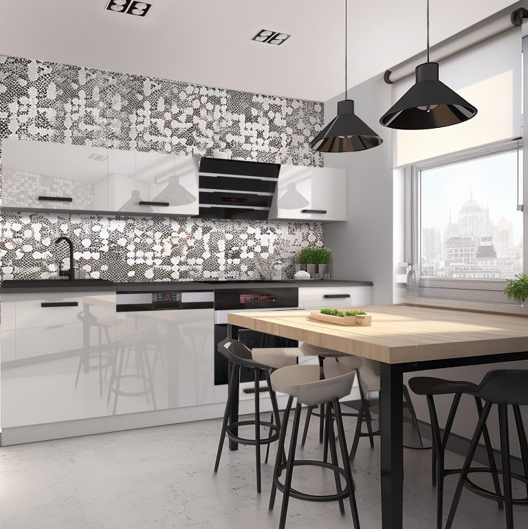 Meble kuchenne Premium Full Version 240 cm białe połysk z blatem Producent INF LINDA/0/WT/W/B/B1