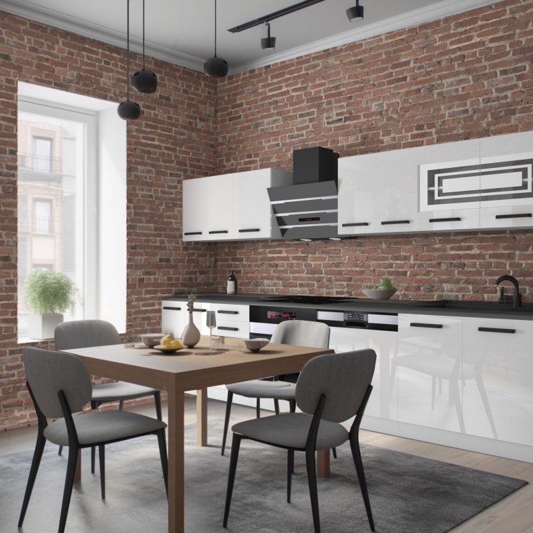 Meble kuchenne Premium Full Version 300 cm białe połysk z blatem Producent INF LUCY/0/WT/W/B/B1