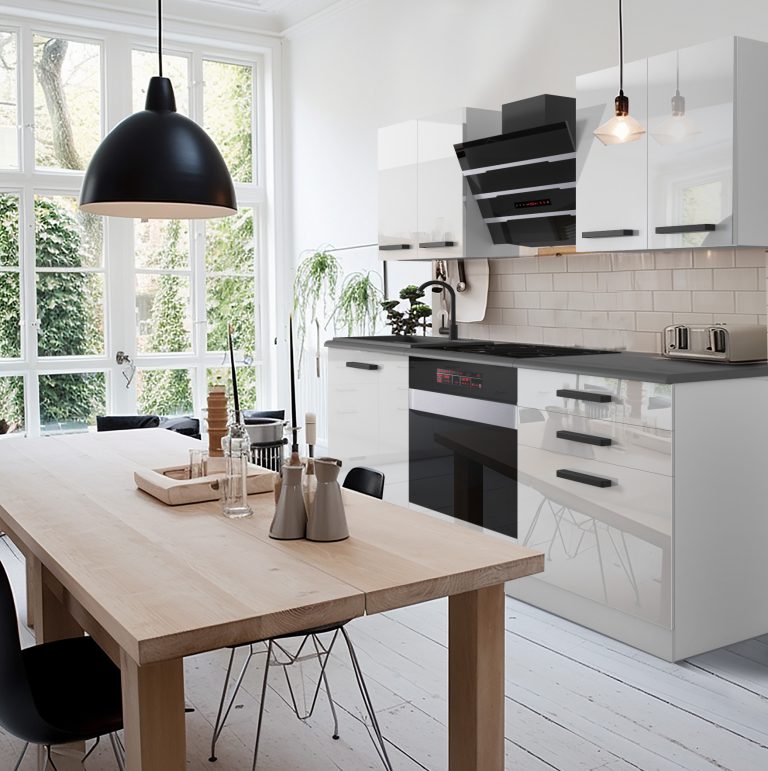 Meble kuchenne Premium Full Version 180 cm białe połysk z blatem Producent INF MARY/0/WT/W/B/B1