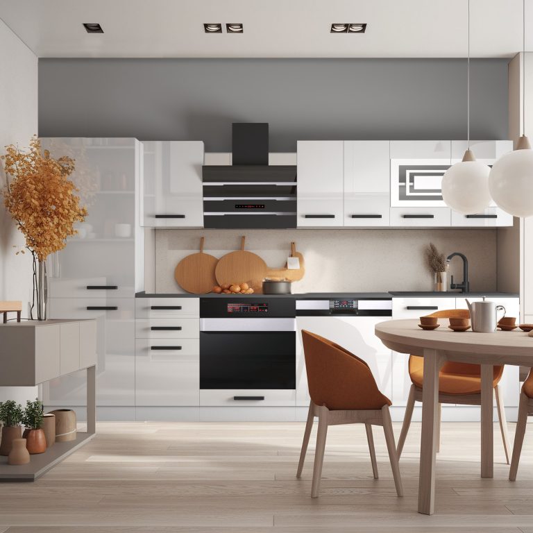 Meble kuchenne Premium Full Version 300 cm białe połysk z blatem Producent INF ROSE/0/WT/W/B/B1