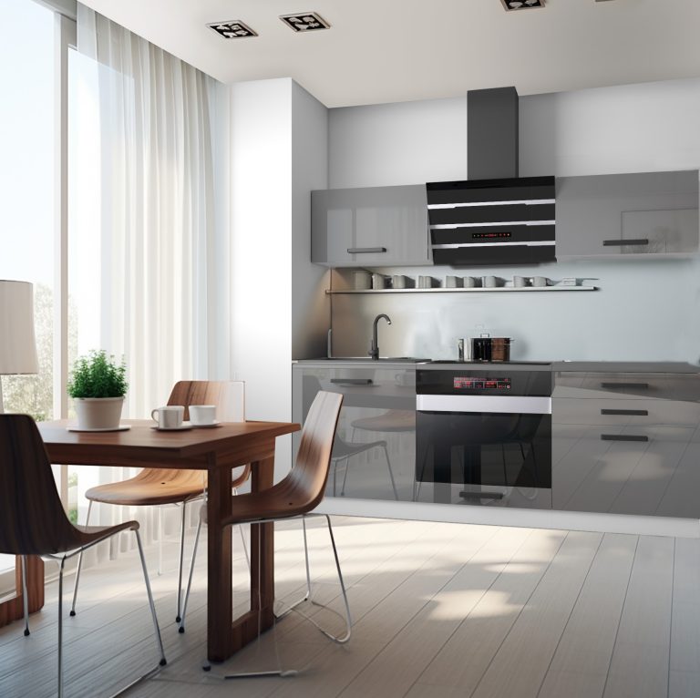 Meble kuchenne Premium Full Version 180 cm szare połysk z blatem Producent INF SOPHIA/0/WT/S/B/B1