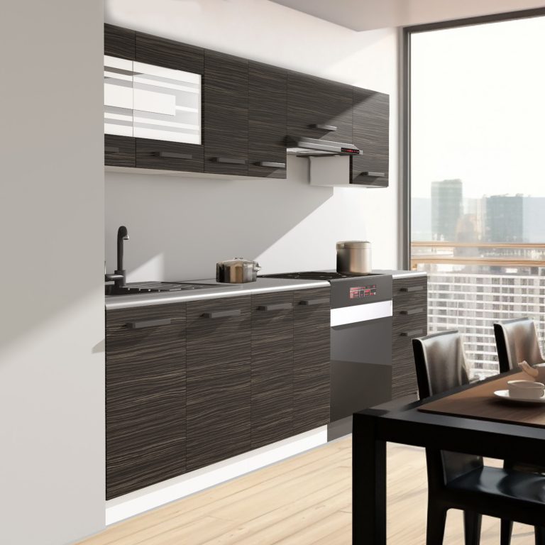 Meble kuchenne Premium Full Version 240 cm czarne heban ciemne z blatem Producent TOR LILY/0/WT/HK/B/B1