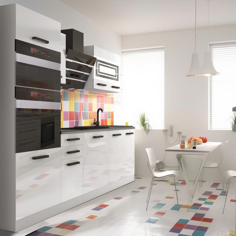 Meble kuchenne Premium Full Version 240 cm białe połysk z blatem Producent INF TRACY/0/WT/W/B/B1