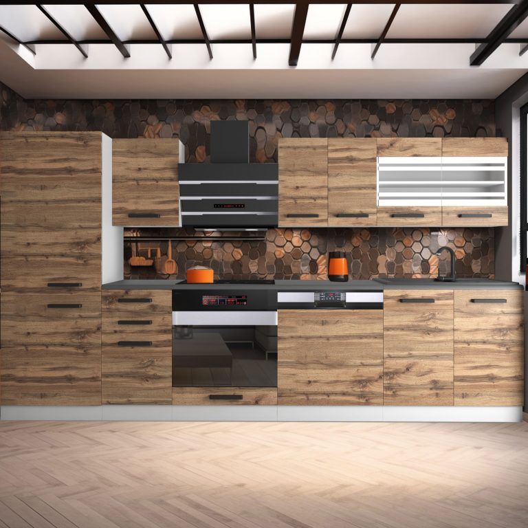 Meble kuchenne Premium Full Version 300 cm dębowe dąb wotan dąb sonoma z blatem Producent TOR CINDY/0/WT/DW/B/B1