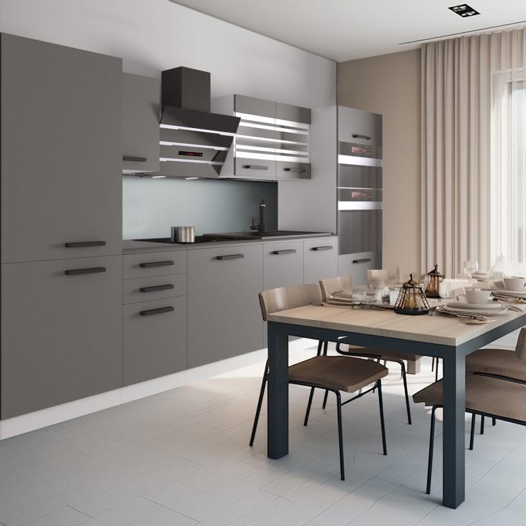 Meble kuchenne Premium Full Version 300 cm szare antracyt grafitowe z blatem Producent TOR CINDY/0/WT/SR/B/B1