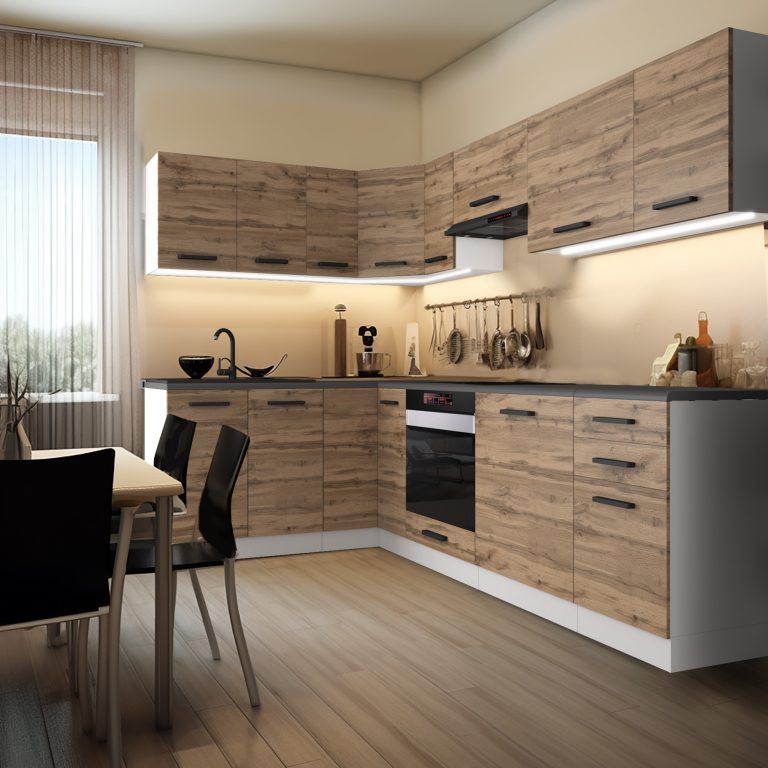 Meble kuchenne Premium Full Version 420 cm dębowe dąb wotan dąb sonoma z blatem Producent TOR JANET/0/WT/DW/B/B1