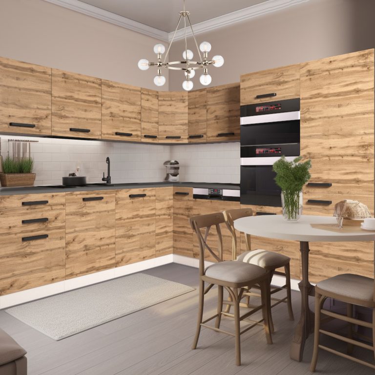 Meble kuchenne Premium Full Version 540 cm dębowe dąb wotan dąb sonoma z blatem Producent TOR JANE/0/WT/DS/B/B1