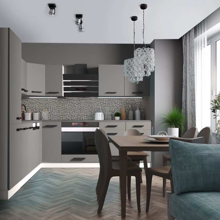 Meble kuchenne Premium Full Version 520 cm szare antracyt grafitowe z blatem Producent TOR JULIE/0/WT/SR/B/B1