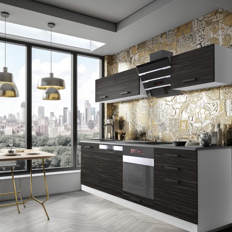 Meble kuchenne Premium Full Version 240 cm czarne heban ciemne z blatem Producent TOR LINDA/0/WT/HK/B/B1