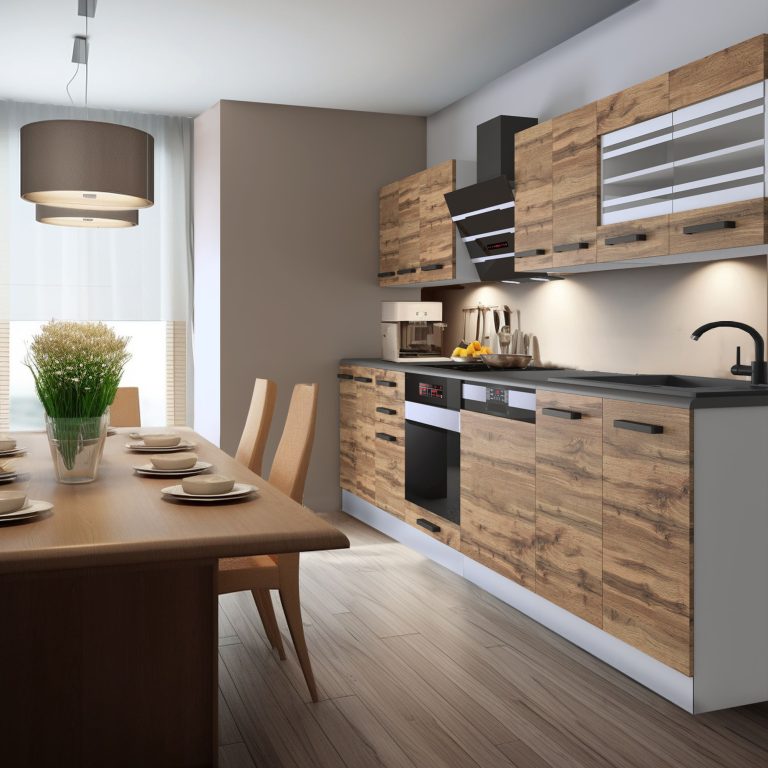 Meble kuchenne Premium Full Version 300 cm dębowe dąb wotan dąb sonoma z blatem Producent TOR LUCY/0/WT/DW/B/B1