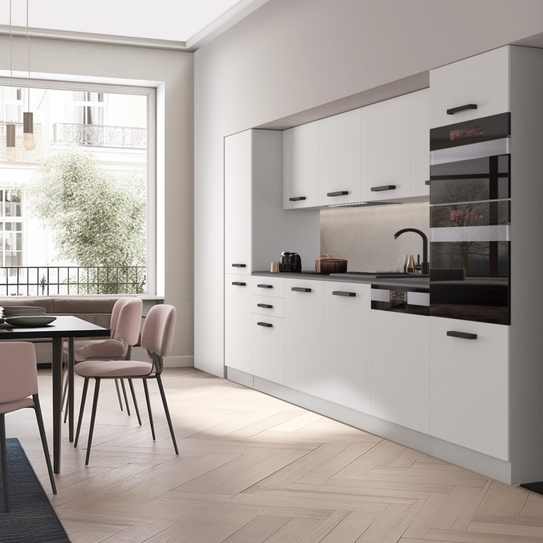 Meble kuchenne Premium Full Version 360 cm białe mat z blatem Producent TOR NAOMI/0/WT/WT/B/B1