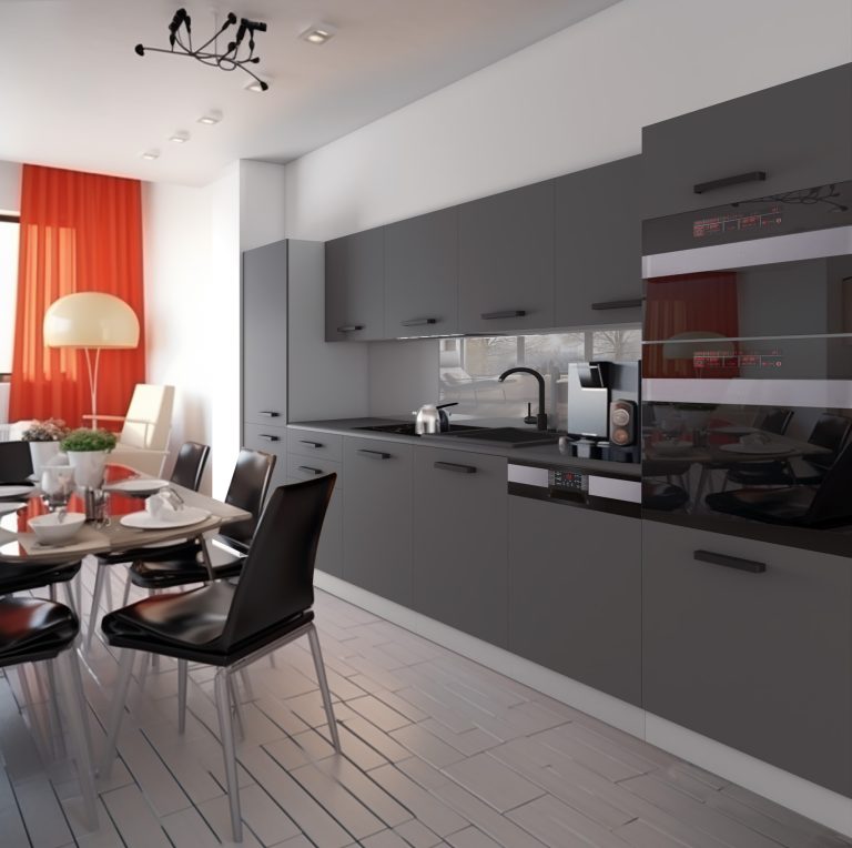 Meble kuchenne Premium Full Version 360 cm szare antracyt grafitowe z blatem Producent TOR NAOMI/0/WT/SR/B/B1