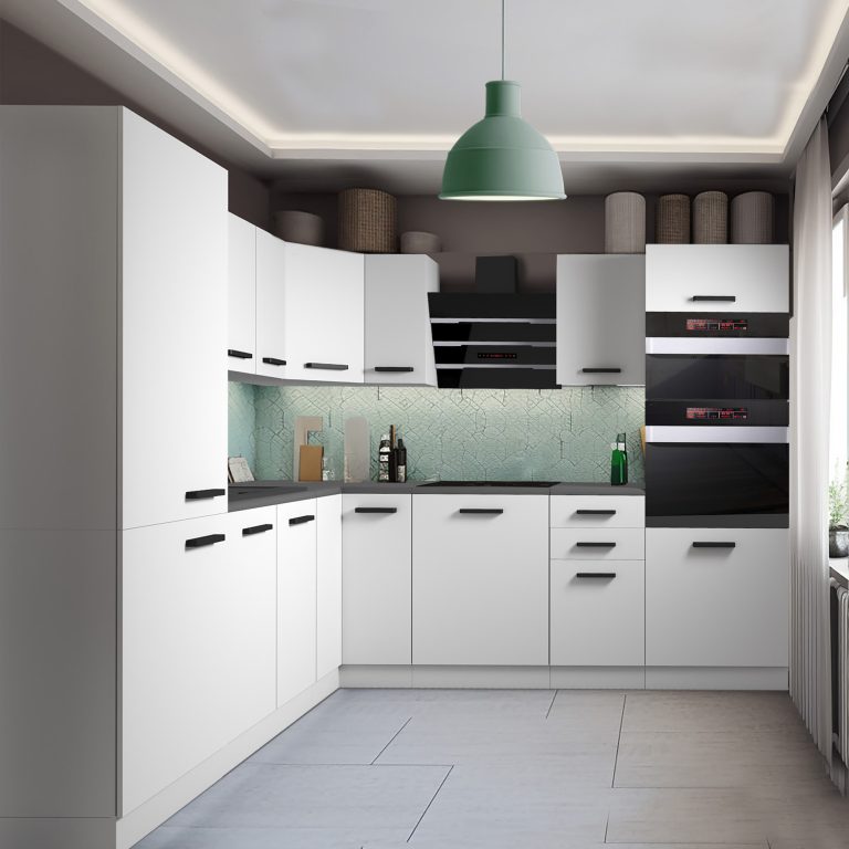 Meble kuchenne Premium Full Version 480 cm białe mat z blatem Producent TOR STACY/0/WT/WT/B/B1