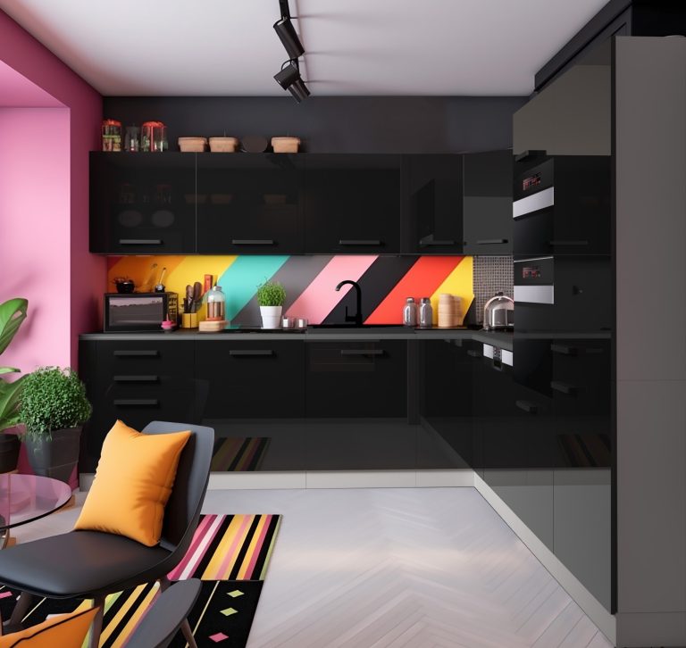 Meble kuchenne Premium Full Version 420 cm czarne połysk z blatem Producent INF JANET/0/WT/B/B/B1