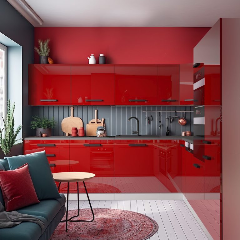 Meble kuchenne Premium Full Version 420 cm czerwone połysk z blatem Producent INF JANET/0/WT/R/B/B1