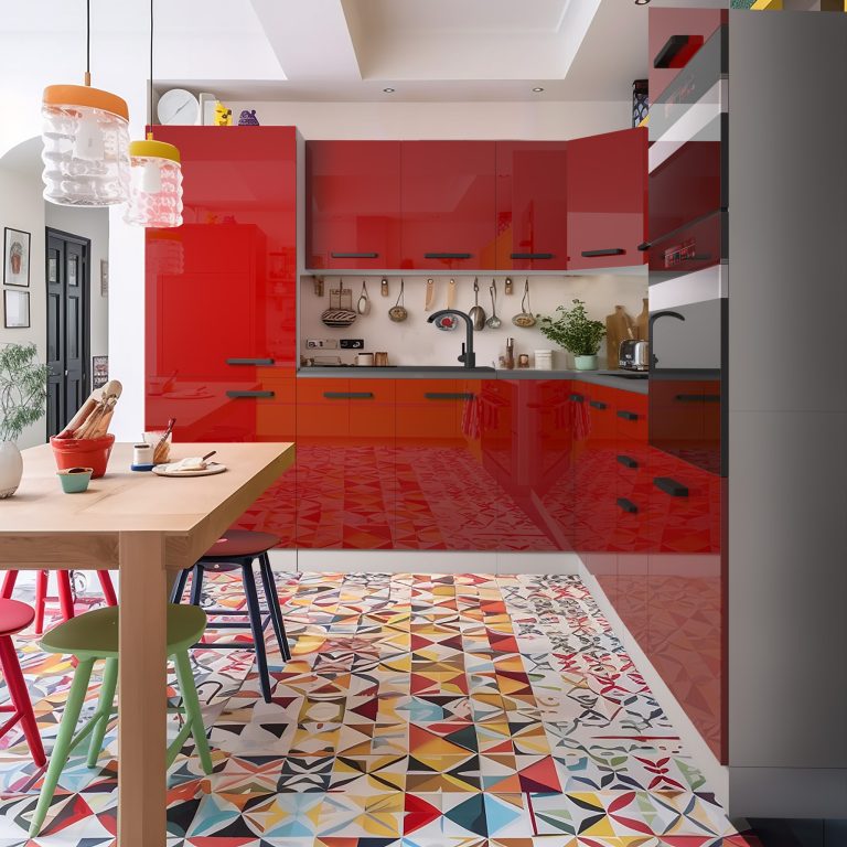 Meble kuchenne Premium Full Version 480 cm czerwone połysk z blatem Producent INF STACY/0/WT/R/B/B1